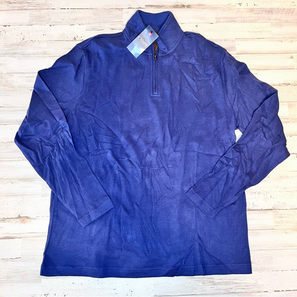 CHAPS Men's Dark Blue Quarter Zip Pullover Fleece Jacket Size XL